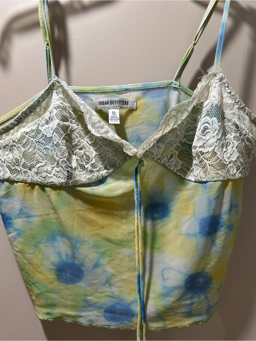 Urban Outfitters Yellow Blue Floral Lace Cami
